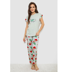Піжама жіноча з принтом, колір м'ятний, 243R2077