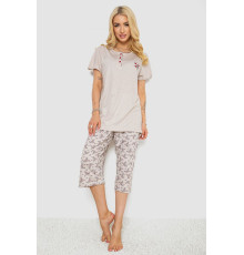 Пижама женская с принтом, цвет бежевый, 243R6967