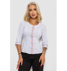 Блуза класична з вишивкою, колір білий, 230R03-1