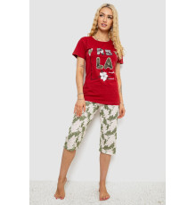 Піжама жіноча з принтом, колір бордовий, 243R3755