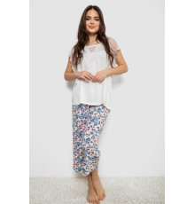 Жіноча піжама з принтом, колір білий, 243R1602-007