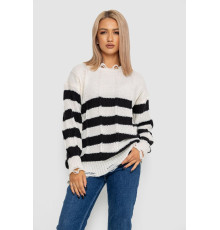Свитер женский в полоску, цвет бело-черный, 244RA111