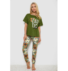 Пижама женская с принтом, цвет зеленый, 243R15247