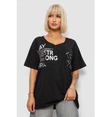 Футболка жіноча з принтом, колір чорний, 244R2417