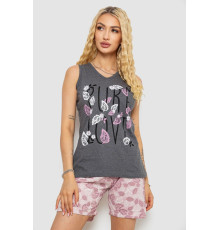 Піжама жіноча з принтом, колір сірий, 243R9624