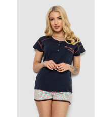 Піжама жіноча з принтом, колір синій, 243R0004-P18