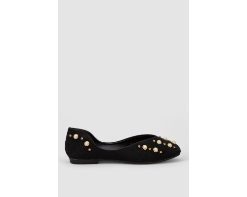 Балетки женские замша, цвет черный, 248R9005