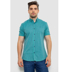 Рубашка мужская в клетку, цвет бирюзовый, 214R2445