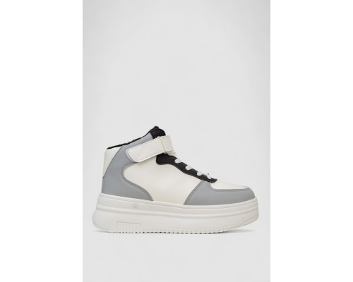 Кроссовки женские зимние на меху, цвет бело-серый, 248RAM02