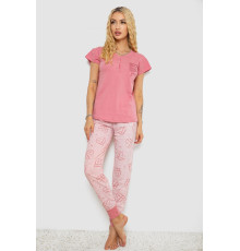 Пижама женская с принтом, цвет пудровый, 243R0004-P4 Пижама женская с принтом, цвет пудровый, 243R0004-P4