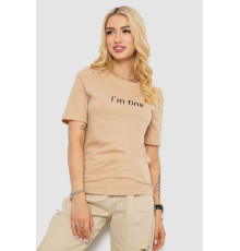 Футболка женская с принтом, цвет бежевый, 241R1833