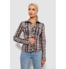Рубашка женская в клетку, цвет темно-пудровый, 230R064-1