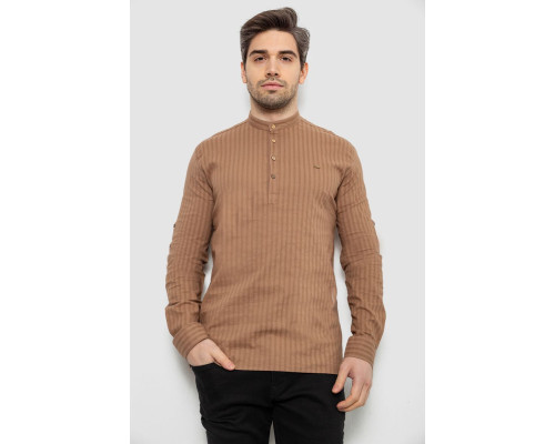 Сорочка чоловіча однотонна з принтом, колір бежевий, 186R2077