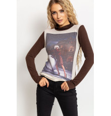 Світшот жіночий, колір коричнево-молочний, 167R746 Світшот жіночий, колір коричнево-молочний, 167R746