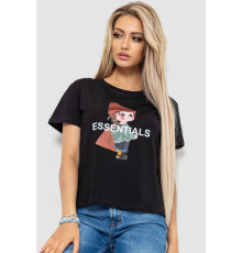 Футболка женская с принтом, цвет черный, 221R3016