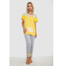 Піжама жіноча з принтом, колір жовтий, 243R1600-032-1 Піжама жіноча з принтом, колір жовтий, 243R1600-032-1