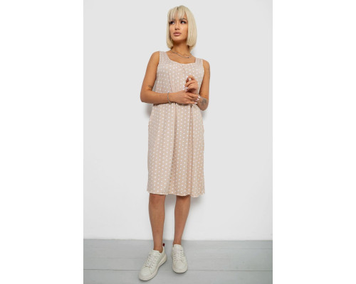 Сарафан жіночий в горох, колір бежевий, 257R733