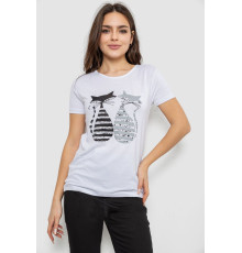 Футболка женская с принтом, цвет белый, 244R502