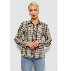 Рубашка женская в клетку, цвет бежевый, 230R064-1
