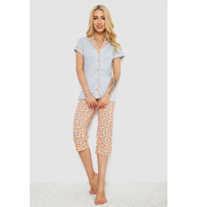 Піжама жіноча з принтом, колір сірий, 243R19013