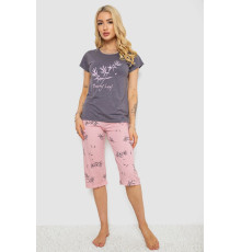 Піжама жіноча з принтом, колір сірий, 243R7150