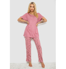 Піжама жіноча з принтом, колір пудровий, 243R7025-1 Піжама жіноча з принтом, колір пудровий, 243R7025-1