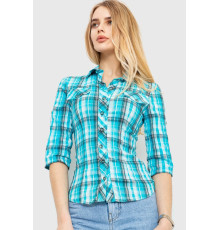 Рубашка женская в клетку, цвет голубой, 230R063