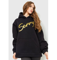 Худи женский на флисе трехнитка Sorry, цвет черный, 102R316 Худи женский на флисе трехнитка Sorry, цвет черный, 102R316