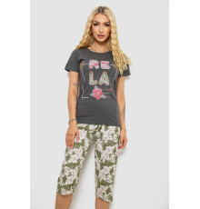 Піжама жіноча з принтом, колір сірий, 243R3755