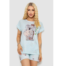 Пижама женская с принтом, цвет голубой, 243R6211