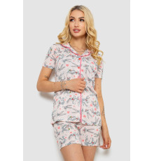 Піжама жіноча з принтом, колір рожевий, 243R70349