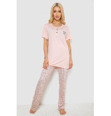 Піжама жіноча з принтом, колір персиковий, 243R7001