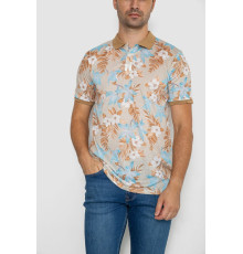 Поло чоловіче з принтом, колір бежево-блакитний, 247R315 Поло чоловіче з принтом, колір бежево-блакитний, 247R315