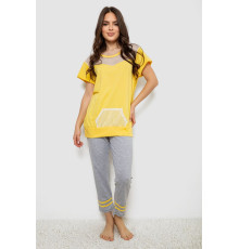 Піжама жіноча з принтом, колір жовтий, 243R1600-032