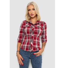 Рубашка женская в клетку, цвет бордовый, 230R063