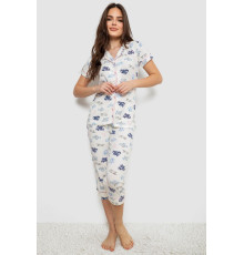 Жіноча піжама з принтом, колір молочний, 243R19010