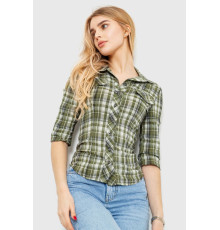 Рубашка женская в клетку, цвет хаки, 230R063