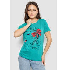 Футболка женская с принтом, цвет бирюзовый, 244R503