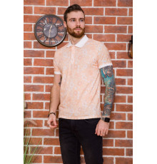Мужское поло, в цветочный принт, персикового цвета, 194R2120