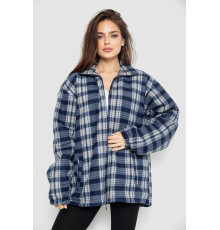 Кофта-рубашка на молнии утепленная, цвет бежево-синий, 244R2210