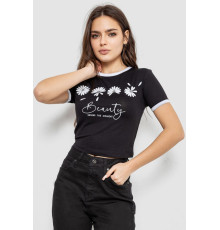 Футболка-топ жіноча з принтом, колір чорний, 244R604