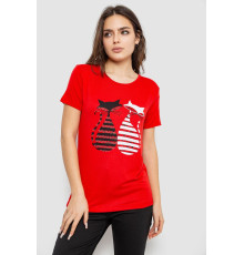 Футболка женская с принтом, цвет красный, 244R502