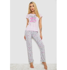 Піжама жіноча з принтом, колір рожевий, 243R7077