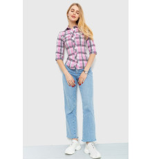 Рубашка женская в клетку, цвет серо-розовый, 230R063