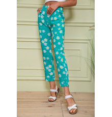 Жіночі бриджі на резинці, зеленого кольору в принт, 172R66