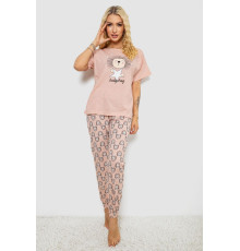 Піжама жіноча з принтом, колір пудровий, 243R15468