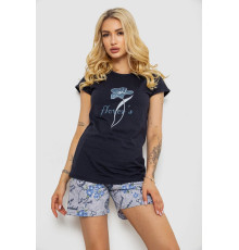 Піжама жіноча з принтом, колір темно-синій, 243R3056