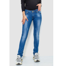 Джинси женские с потертостями, цвет синий, 244RKL3304