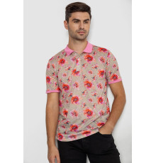 Поло мужское с принтом, цвет розово-зеленый, 247R306