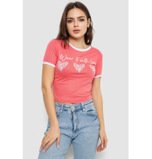 Футболка-топ жіноча з принтом, колір кораловий, 244R504